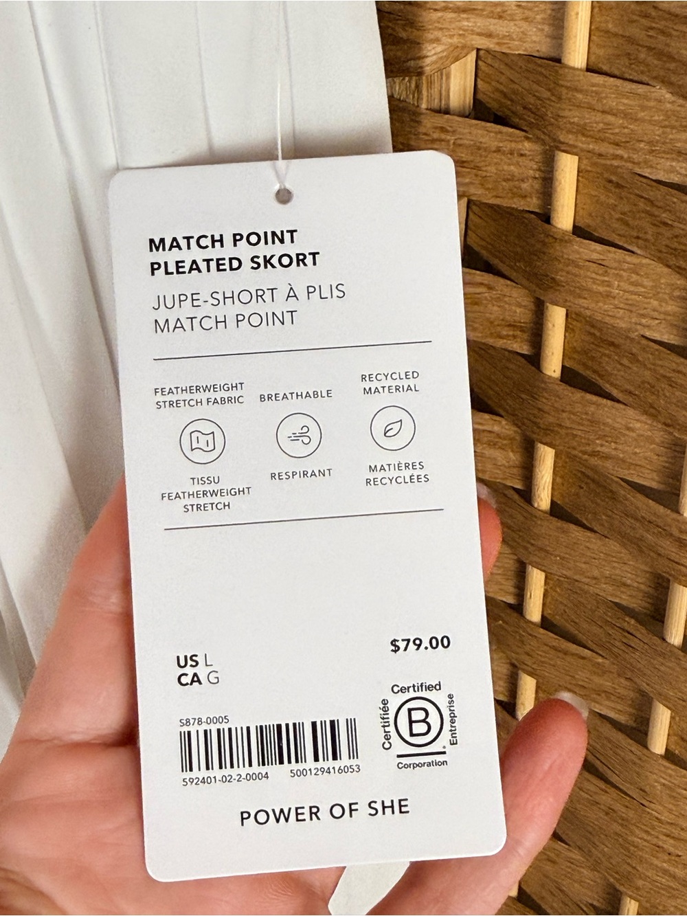 NWT Athleta Match Point Pleated Skirt with Built-In Shorts Size Large White - Picture 8 of 11